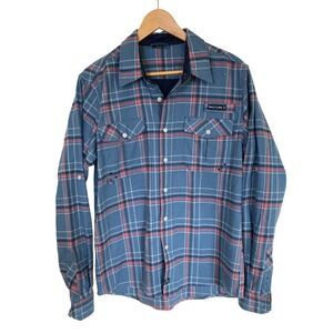 Salt Life SLX Mens Medium Blue Red Plaid Performance Fishing‎ Shirt SLM30265